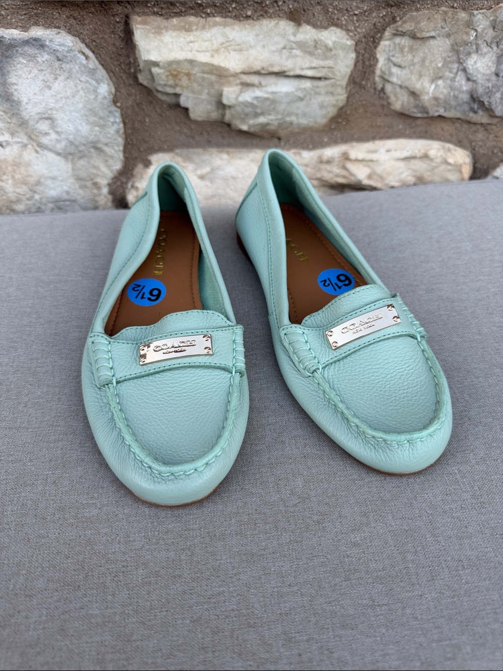 Coach Mint Green Leather Loafers size 6.5 NEW